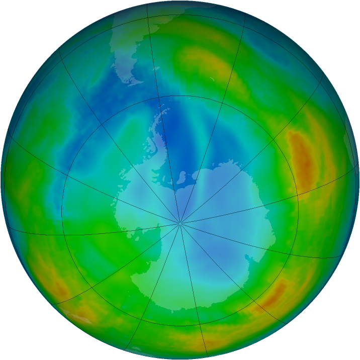 Antarctic ozone map for 08 July 2002